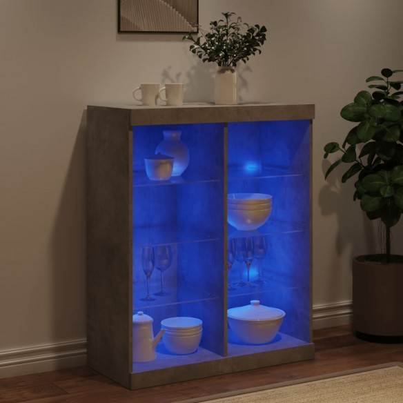 Buffet avec lumières LED gris béton 81x37x100 cm