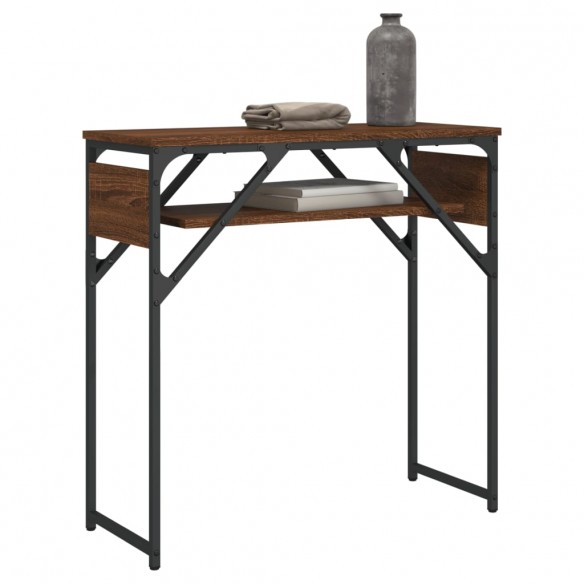 Table console avec étagère chêne marron 75x30x75 cm