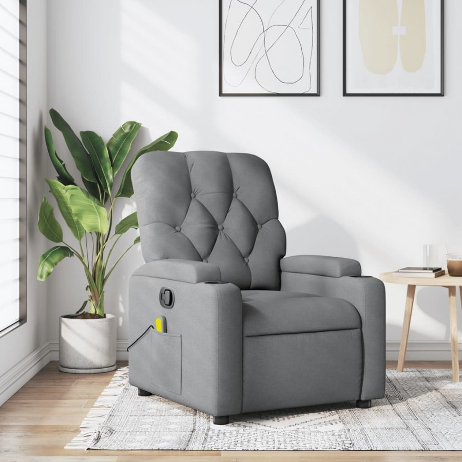 Fauteuil de massage inclinable Gris clair Tissu