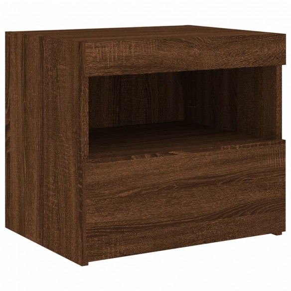 Tables de chevet et lumières LED 2 pcs chêne marron 50x40x45 cm