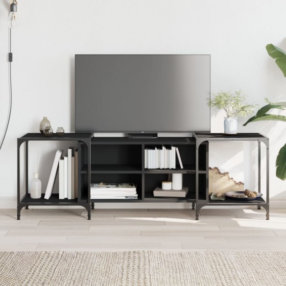Meuble TV noir 153x37x50 cm bois d'ingénierie
