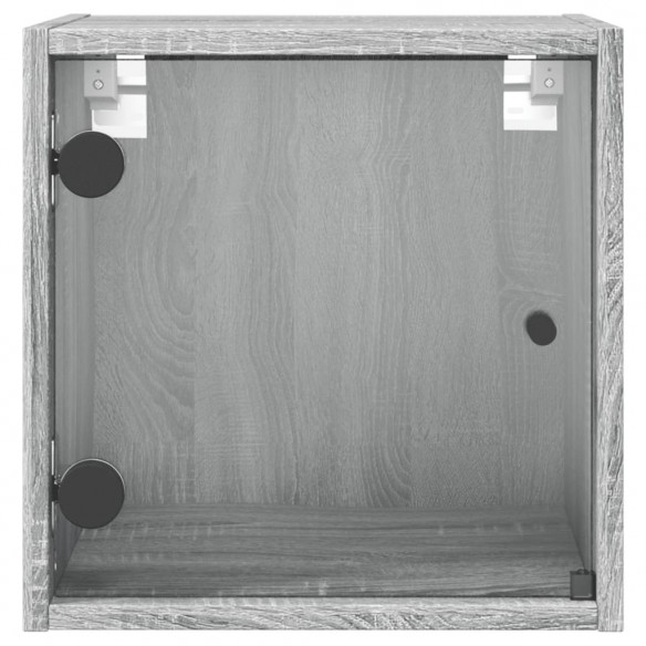 Table de chevet avec porte en verre sonoma gris 35x37x35 cm