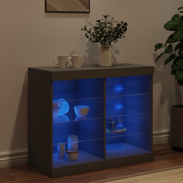 Buffet avec lumières LED noir 81x37x67 cm