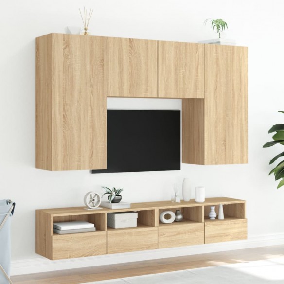 Meubles TV muraux 2pcs chêne sonoma 100x30x30cm bois ingénierie