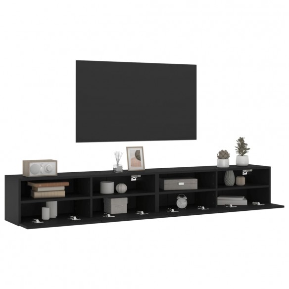 Meubles TV muraux 2 pcs noir 100x30x30 cm bois d'ingénierie