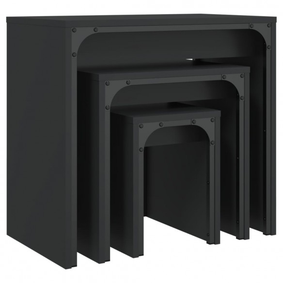 Tables basses gigognes 3 pcs noir bois d'ingénierie