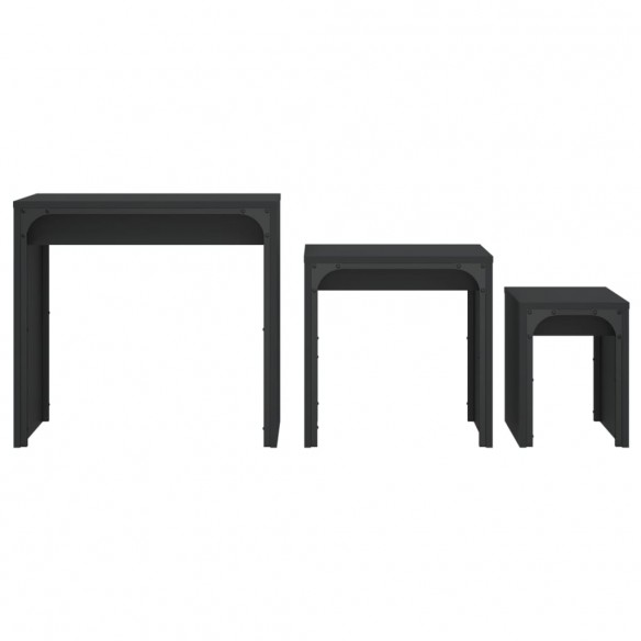 Tables basses gigognes 3 pcs noir bois d'ingénierie