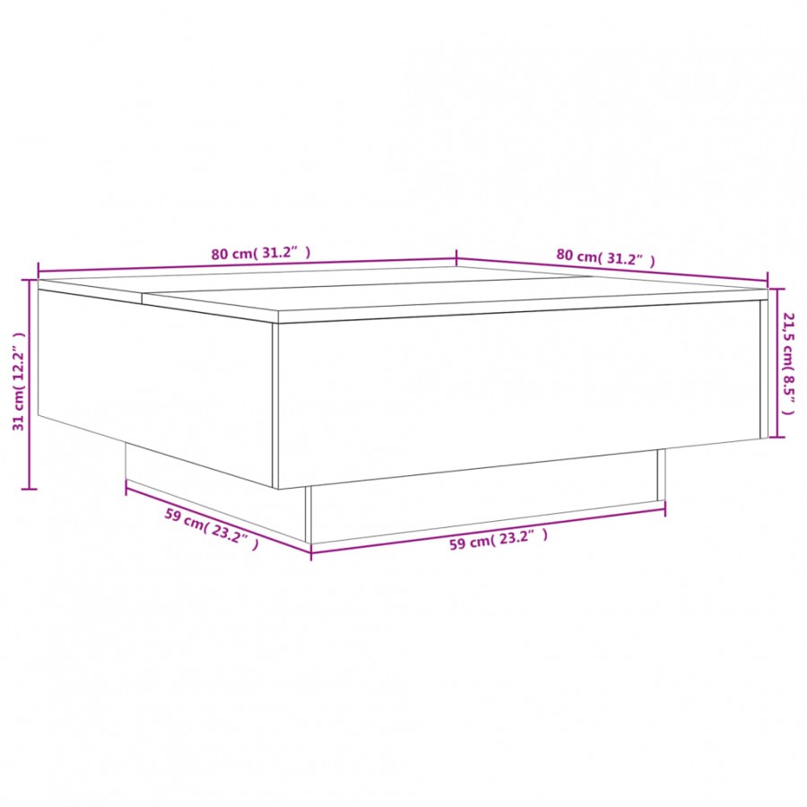 Table basse noir 80x80x31 cm bois d'ingénierie Table basse noir 80x80x31 cm bois d'ingénierie