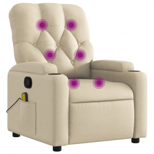 Fauteuil de massage inclinable Crème Tissu