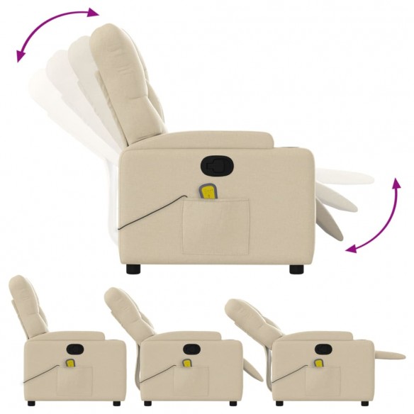 Fauteuil de massage inclinable Crème Tissu