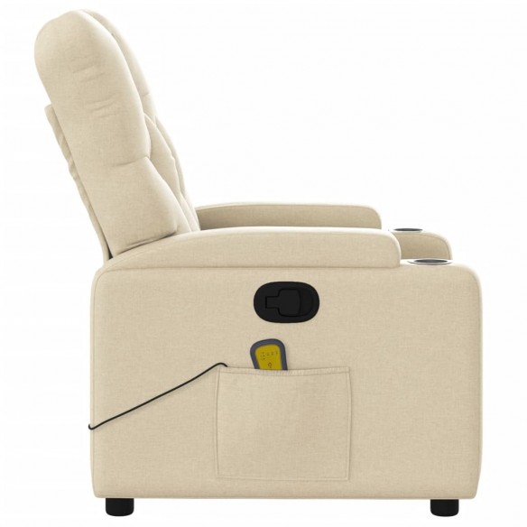 Fauteuil de massage inclinable Crème Tissu