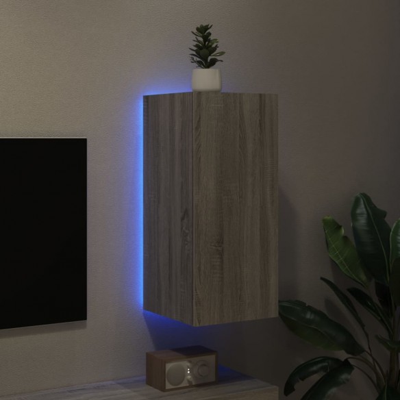 Meuble TV mural avec lumières LED sonoma gris 30,5x35x70 cm