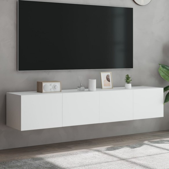 Meubles TV muraux avec lumières LED 2 pcs blanc 80x35x31 cm