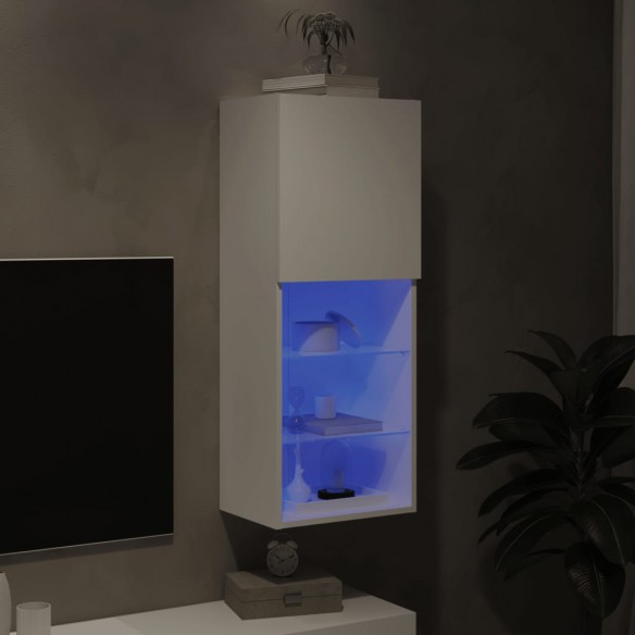 Meuble TV avec lumières LED blanc 40,5x30x102 cm