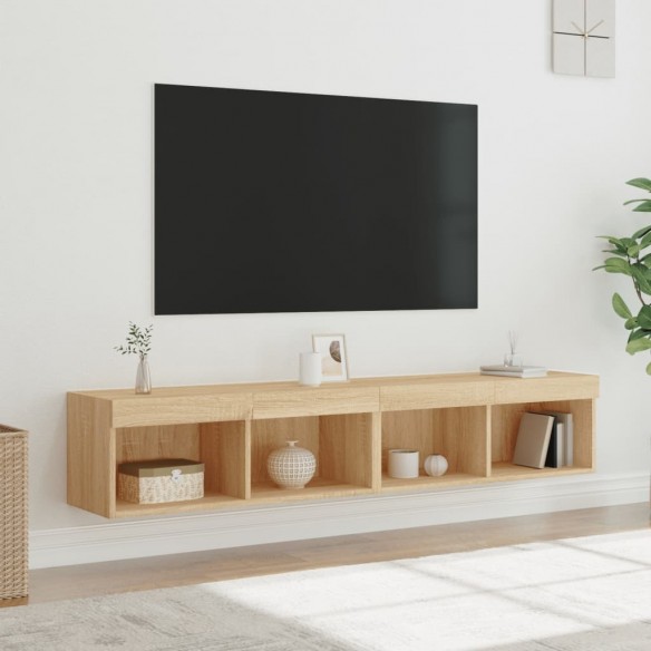 Meubles TV avec lumières LED 2 pcs chêne sonoma 80x30x30 cm