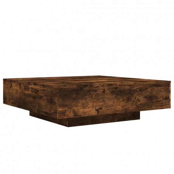 Table basse avec lumières LED chêne fumé 100x100x31 cm