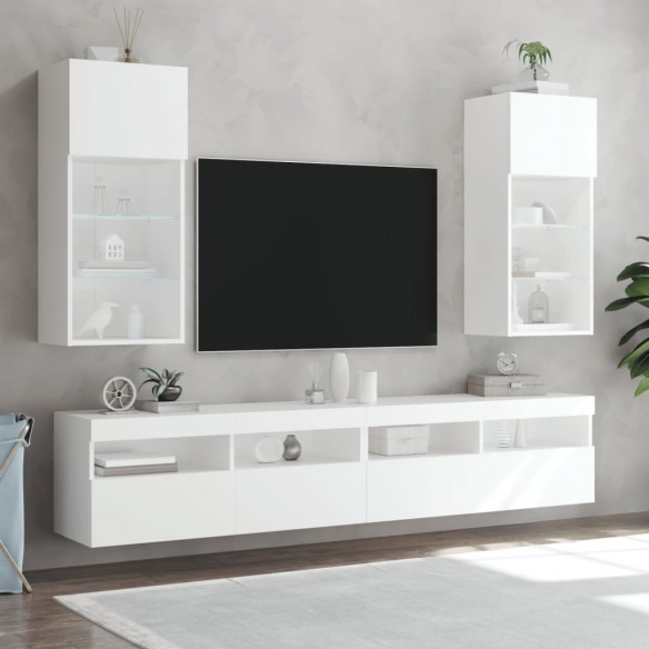 Meuble TV avec lumières LED blanc 40,5x30x90 cm