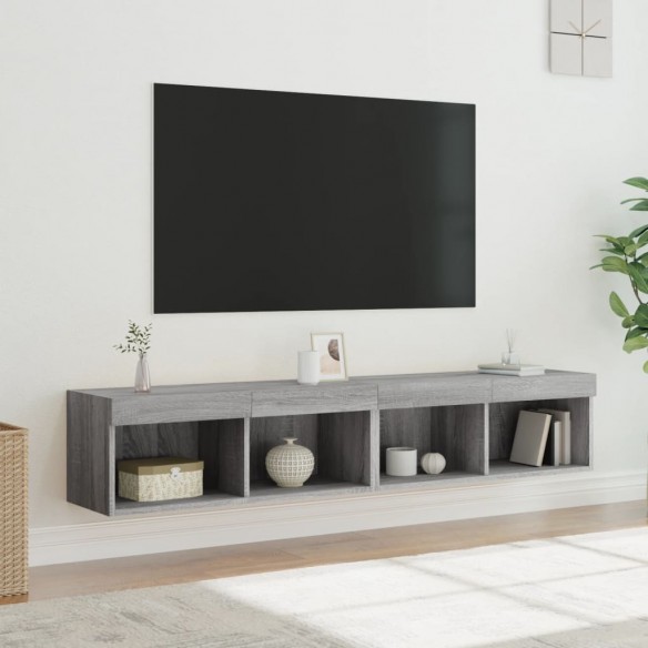 Meubles TV avec lumières LED 2 pcs sonoma gris 80x30x30 cm