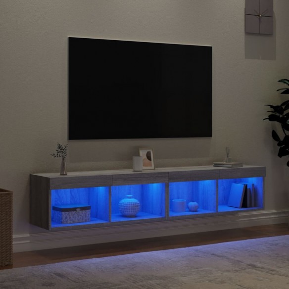 Meubles TV avec lumières LED 2 pcs sonoma gris 80x30x30 cm