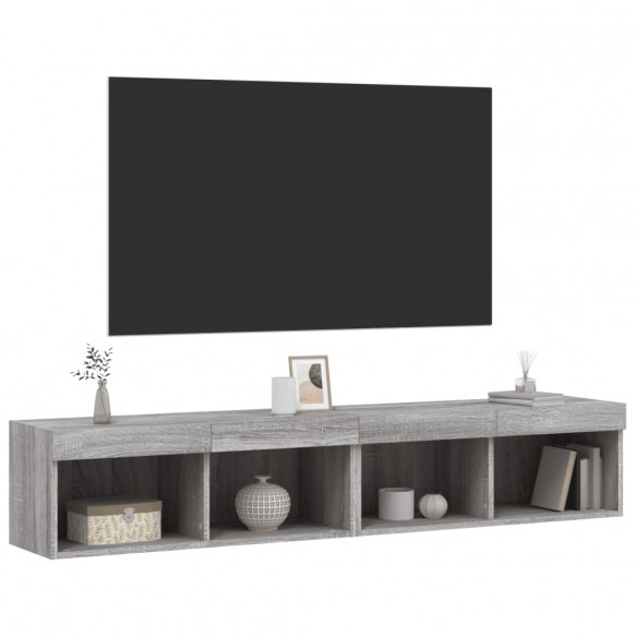 Meubles TV avec lumières LED 2 pcs sonoma gris 80x30x30 cm