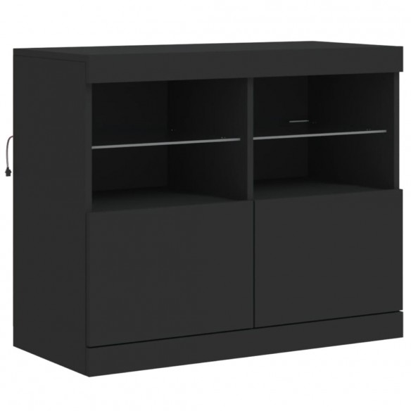 Buffet avec lumières LED noir 81x37x67 cm