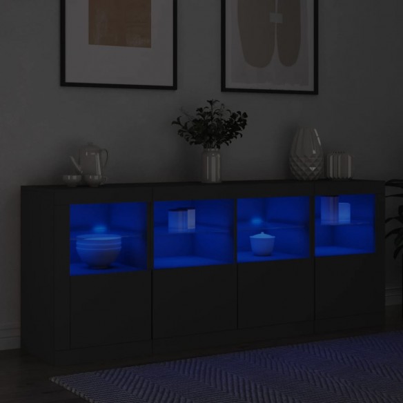 Buffet avec lumières LED noir 163x37x67 cm