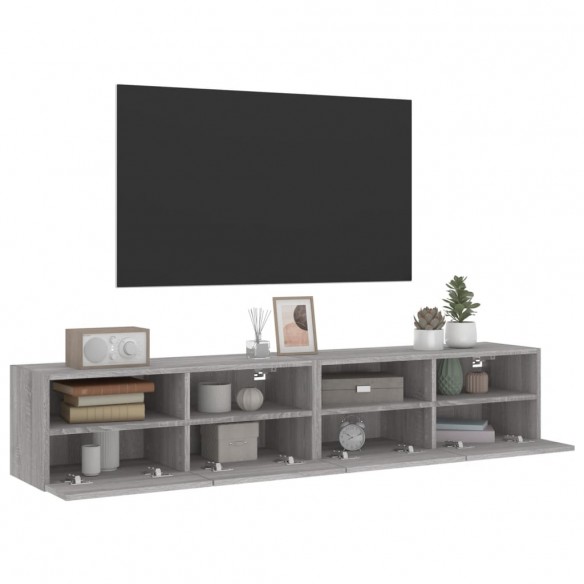 Meubles TV muraux 2pcs sonoma gris 80x30x30cm bois d'ingénierie