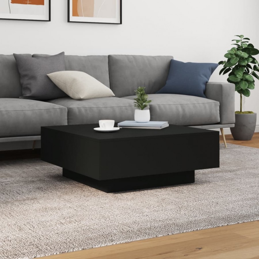 Table basse avec lumières LED noir 80x80x31 cm Table basse avec lumières LED noir 80x80x31 cm