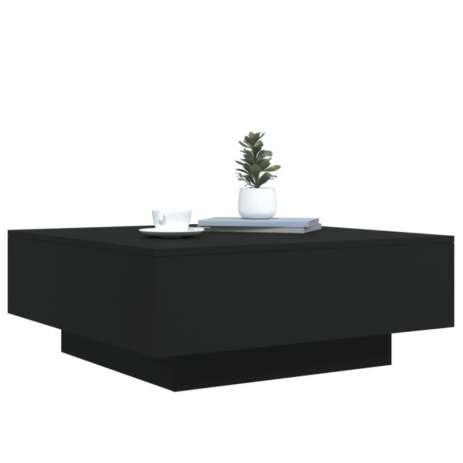 Table basse avec lumières LED noir 80x80x31 cm Table basse avec lumières LED noir 80x80x31 cm