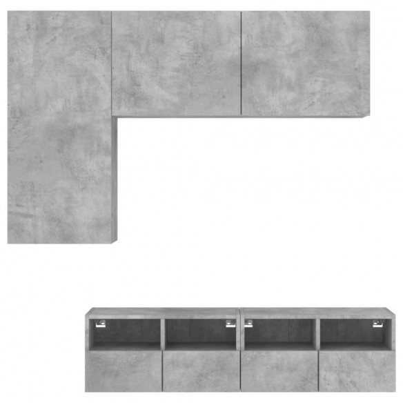 Unités murales TV 4 pcs gris béton bois d'ingénierie