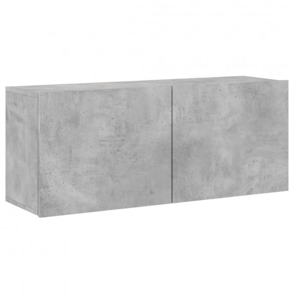 Unités murales TV 4 pcs gris béton bois d'ingénierie