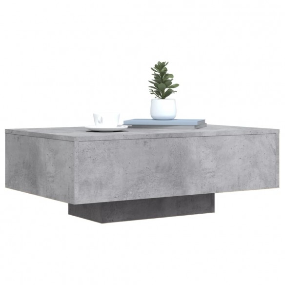 Table basse avec lumières LED gris béton 85x55x31 cm