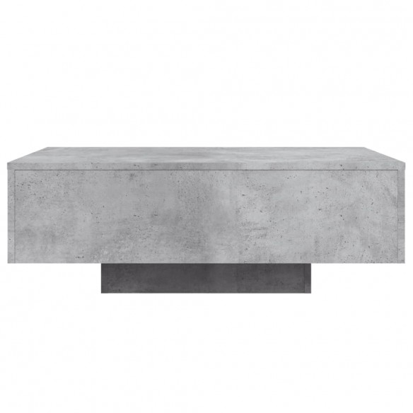 Table basse avec lumières LED gris béton 85x55x31 cm