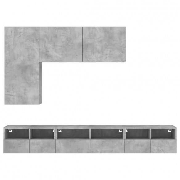 Armoires murales TV 5 pcs gris béton bois d'ingénierie