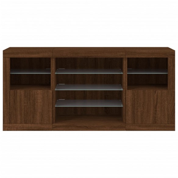 Buffet avec lumières LED chêne marron 142,5x37x67 cm