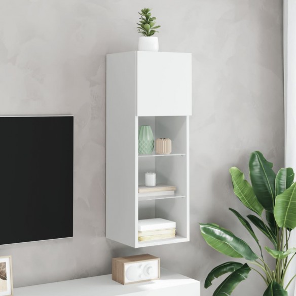Meuble TV avec lumières LED blanc 30,5x30x90 cm