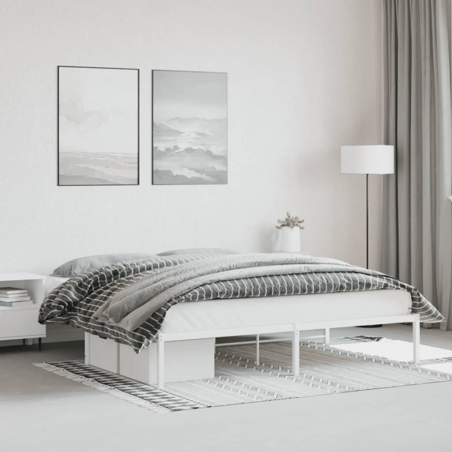 Cadre de lit métal blanc 180x200 cm