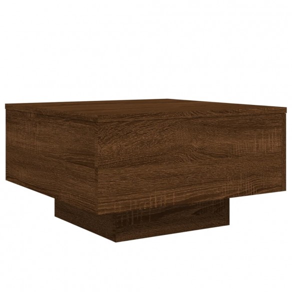 Table basse avec lumières LED chêne marron 55x55x31 cm