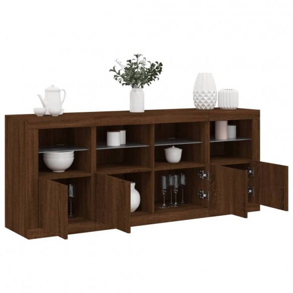 Buffet avec lumières LED chêne marron 163x37x67 cm