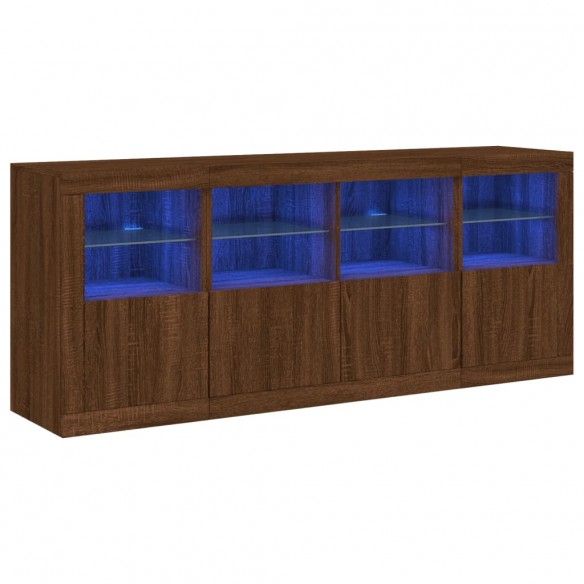 Buffet avec lumières LED chêne marron 163x37x67 cm