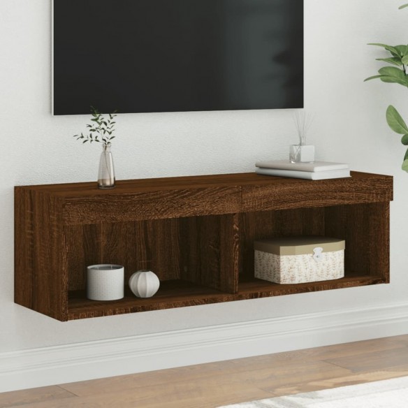 Meuble TV avec lumières LED chêne marron 100x30x30 cm