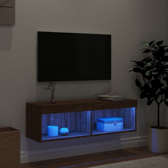 Meuble TV avec lumières LED chêne marron 100x30x30 cm