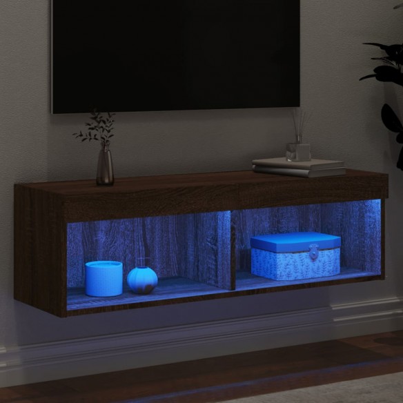 Meuble TV avec lumières LED chêne marron 100x30x30 cm