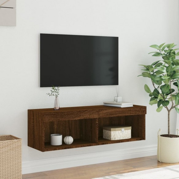 Meuble TV avec lumières LED chêne marron 100x30x30 cm