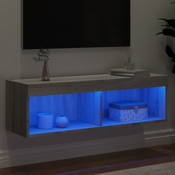 Meuble TV avec lumières LED sonoma gris 100x30x30 cm