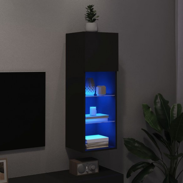 Meuble TV avec lumières LED noir 30,5x30x90 cm