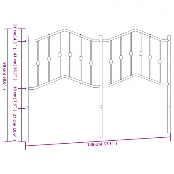 Tête de lit métal noir 140 cm