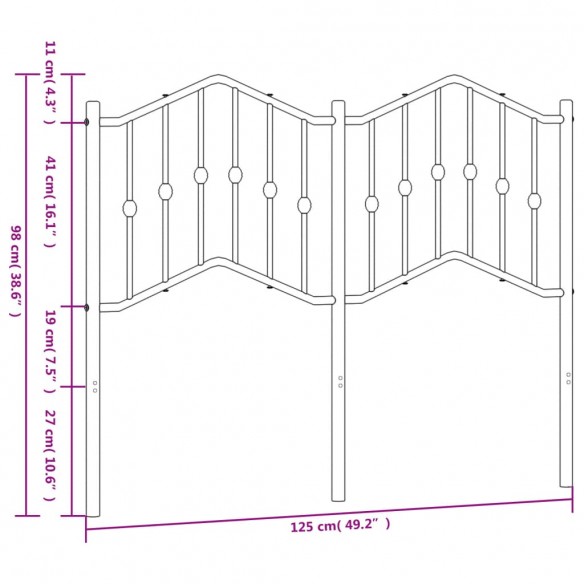 Tête de lit métal noir 120 cm