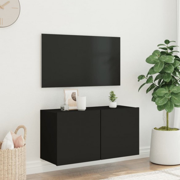 Meuble TV mural noir 80x30x41 cm