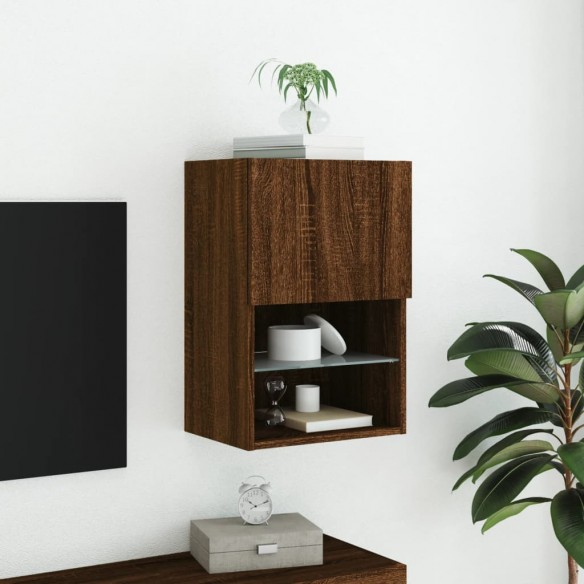 Meuble TV avec lumières LED chêne marron 40,5x30x60 cm